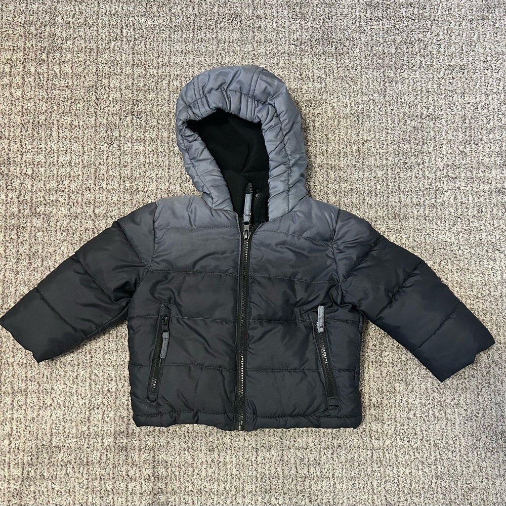 Rothschild Black and Gray Hooded Puffer Jacket